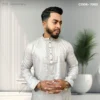 Silver or off-white Colored Men's Panjabi | Code -7003